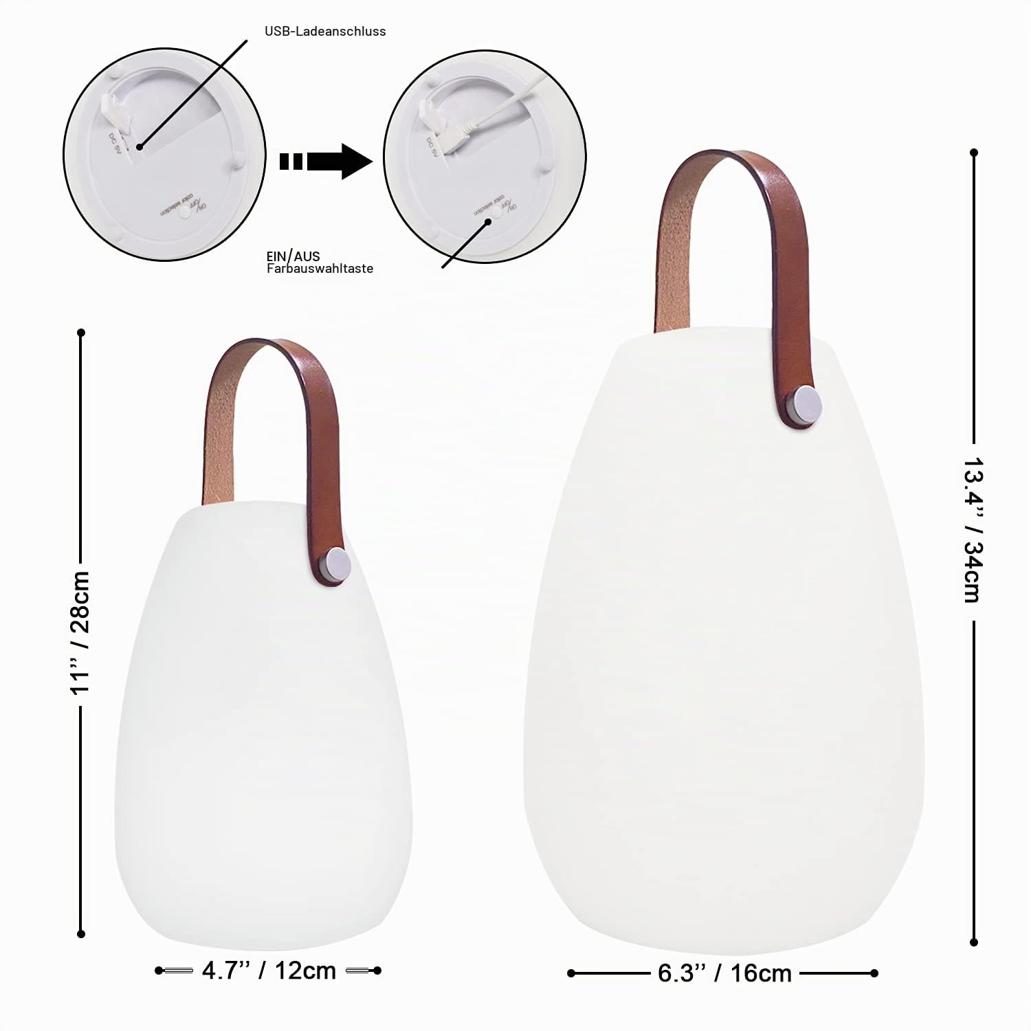 MALUX 2 Stück LED Outdoor Lampe Dimmbare Kabellose Tischlampe IP44 Laternen mit Fernbedienung für Balkon Garten Hof und Camping