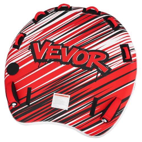 VEVOR Towable Tube for Boating, 3 Riders Inflatable Boat Tubes and Towables, 510 lbs Capacity Water Sport Towable Tube for Boat to Pull - with Fins, Full Nylon Cover, Padded Handles & Safety Valve