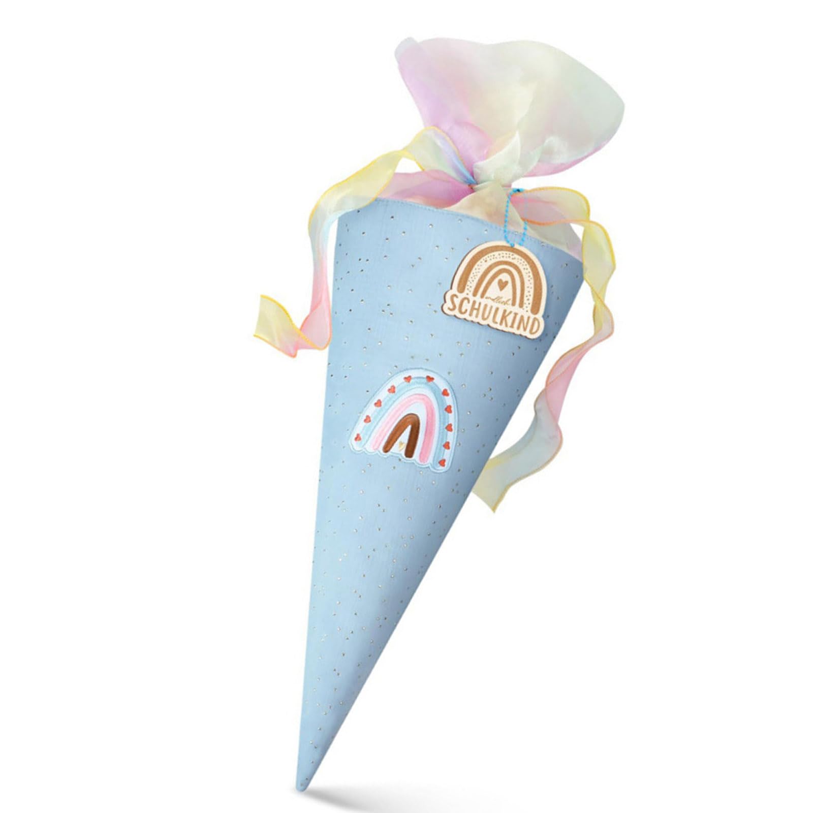 Treat Bag in Ice Cream Cone Shape with Fabric Body, Ribbon Top and Ready Fill Use for Small Candy Treat Packs Cone Bag Fabric Party Pouch Candy Holder Ribbon Top Classroom Giveaway Back to School