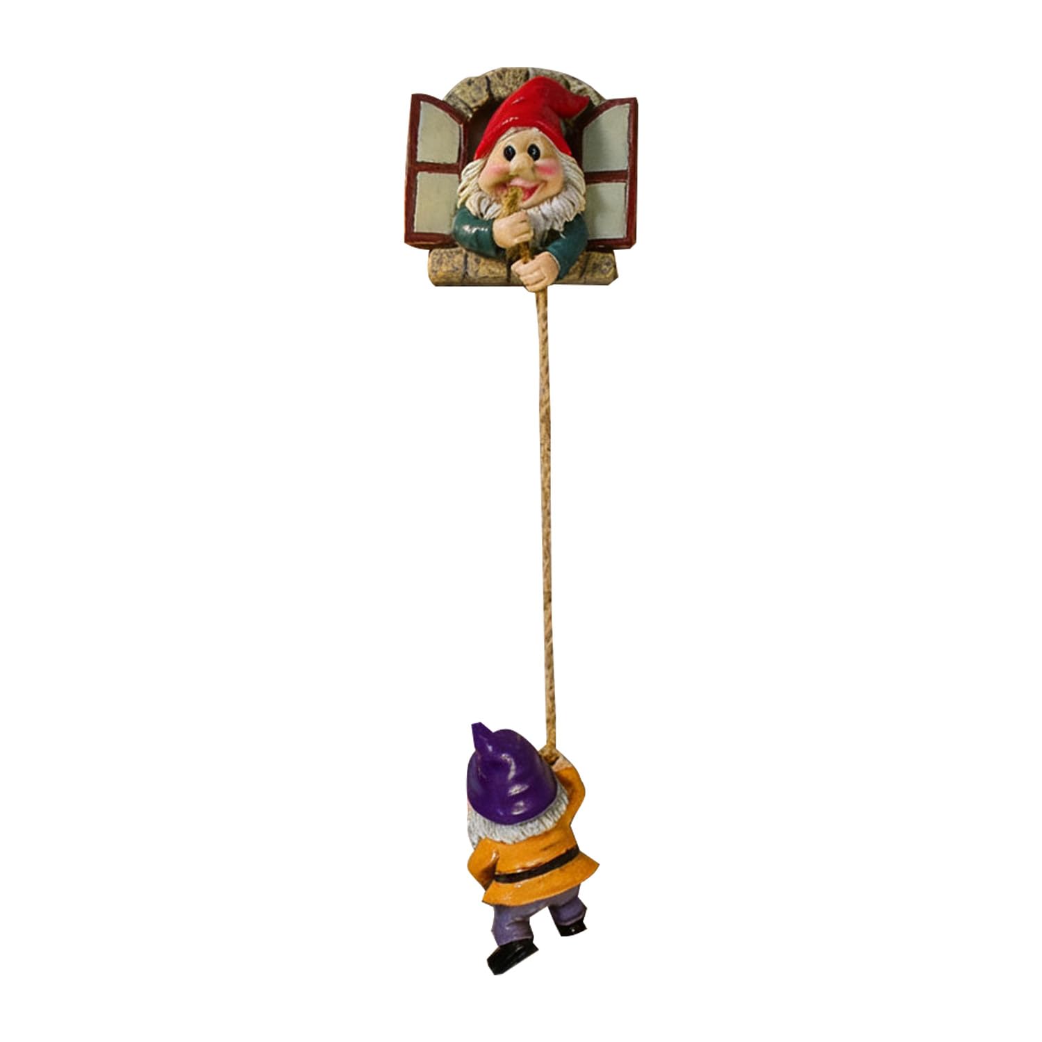Estatua de gnomo de un gnomo trepando una cuerda con función que brilla en la oscuridad, decoración de pared