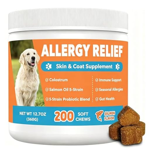 ChoHeel Dog Allergy Chews 200ct, Dogs Allergy Relief Chews for Paw Licking Itchy Skin Coat Supplement, Dog Itching Relief with Probiotics Colostrum for Dry Skin Itching Licking Seasonal Allergies