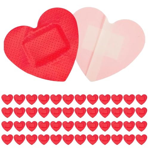 50 vendajes para heridas, curitas impermeables y transpirables con forma de corazón, curitas adhesivas lindas que detienen el sangrado de heridas pequeñas y aceleran la curación de heridas, curitas co