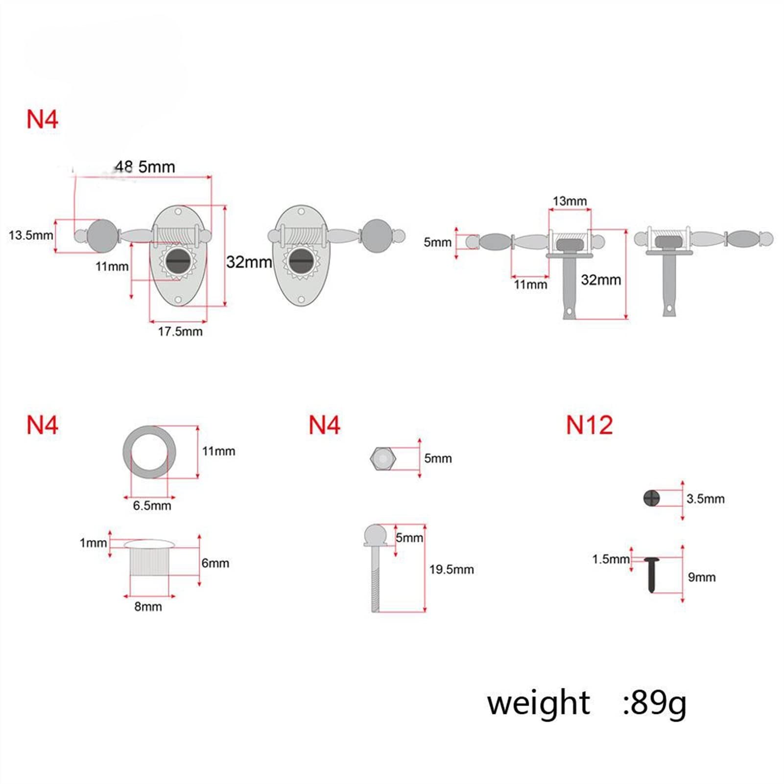 FLFL meccaniche per Chitarra 2R2L Ukulele String Peg Meccaniche Meccaniche Accordatore Parte Chitarra