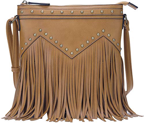 Image of B BRENTANO Vegan Fringed Crossbody Bag with Studs