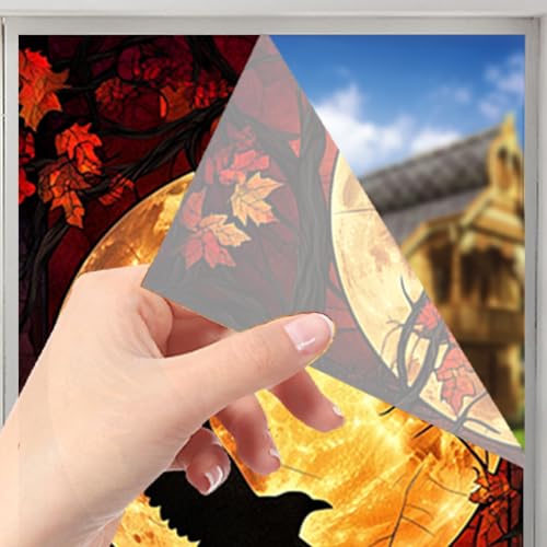 Image of Nuxovilar Frosted Spooky Halloween Pattern Window Film 17.7x39.4 PVC