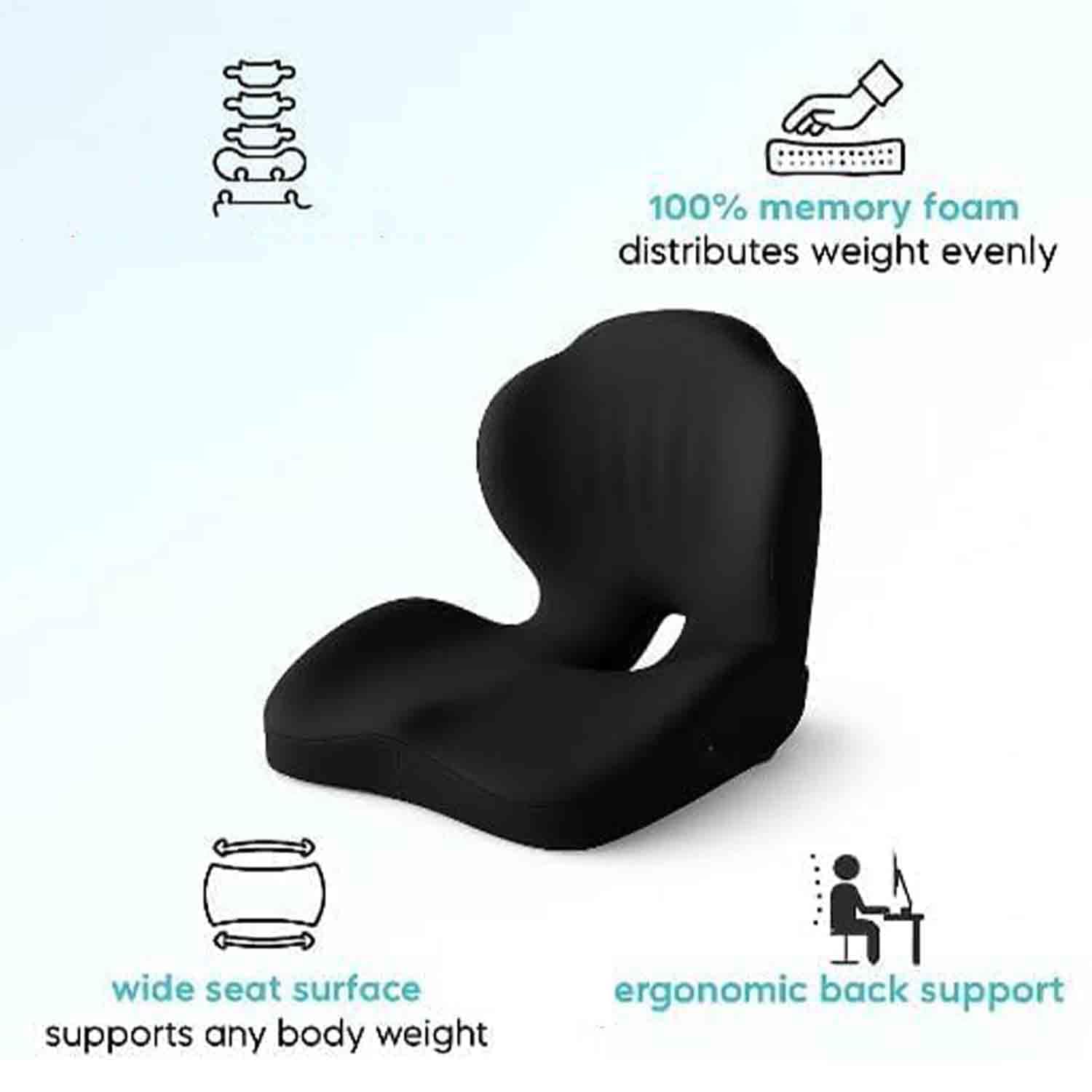 Cojín de espuma viscoelástica para asiento y respaldo para sillas de oficina y asientos de coche, comodidad ergonómica y apoyo durante largas horas, perfecto para el hogar y viajes