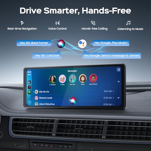 Image of TECXERLLON 8.9 inch Portable CarPlay Screen for Car with Magnetic Mount | Wireless Apple CarPlay & Android Auto / Waterproof 1080P Backup Camera / GPS Navigation / Plug & Play / Voice Control /Mirror Link