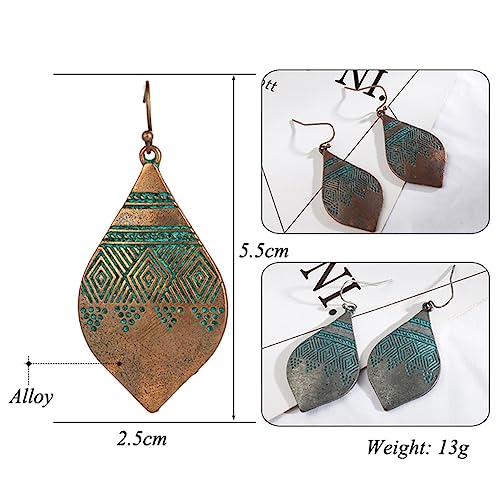 Unique Bohemian National Style Earrings For Women Girls Handmade Retro Boho Grave Teardrop Dangle Drop Statement Earrings Vintage Creative Jewelry Gifts2