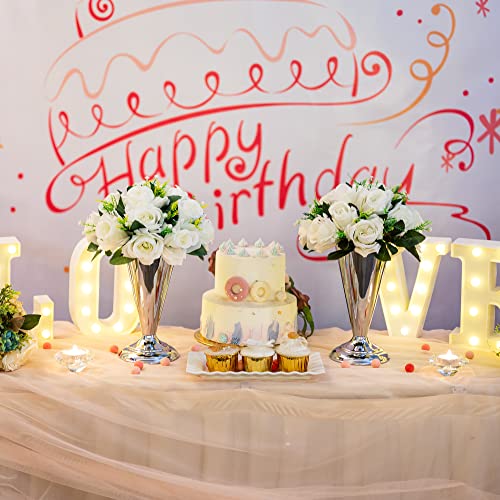 Silver Vase Centerpiece Table Decorations - 10 Pcs Metal Tabletop Flower Stand, Wedding Decorations For Reception, 9.8In Trumpet Tall Flower Vase For Birthday, Weddings, Anniversary, Home Decor #TOP2
