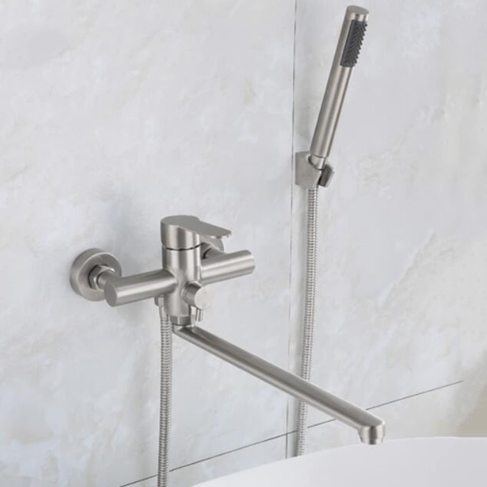 Robinet de baignoire avec douche à main mitigeur salle de bain inox brossé multifonctions