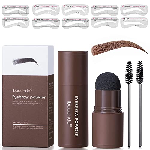 Rostro, Outdoors Sello De Cejas, EyeBrow Stamp Kit, Kit de Plantillas para Sellos Para Cejas Reutilizables, 10 Plantillas De Cejas, 2Pinceles Para Cejas, Lápiz de Sombra de...