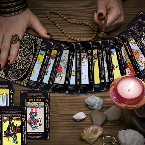 GEELBS Tarotkarten Deck mit Führerbuch Leinen Tragetasche.78 Klassische Original Tarotkarten für Fortune Telling Ideal für Anfänger bis Experten, mit Bedeutungen enthalten