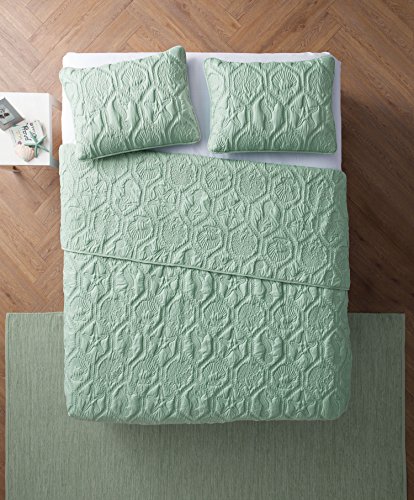 Vcny Home - Queen Pinsonic Quilt Set, 3-Piece Bedding With Matching Shams, Coastal Room Decor (Shore Green, Queen) #TOP2