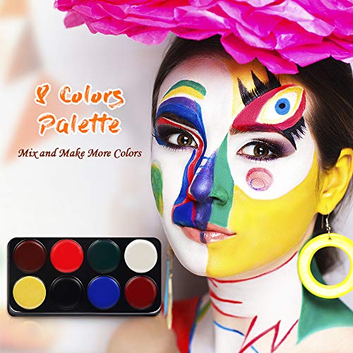 Halloween Makeup Kit, Costume Face Paint Make Up Set for Kids Adults Family, Face Painting Palette Stencils Fake Blood for Halloween Cosplay Party Stage Joker Vampire Zombie Facepaint - Thumbnail 5