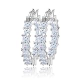 uPrimor Elegant Platinum Plated Inside-out Clear Cubic Zirconia Hoop Earrings/Loop Earrings for Wome