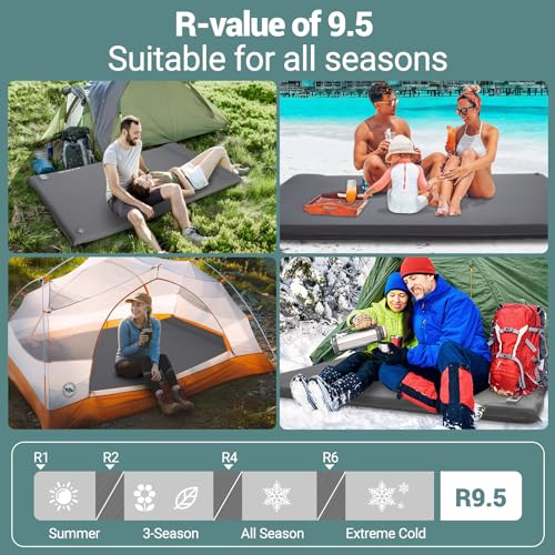 Elegear CumbreX™ Self Inflating Sleeping Pad, Built-in Electric Pump 3.15" Ultra-Thick Memory Foam Camping Mattress Pad with Pillow Double Sleeping Pad for Camping R-value 9.5 Foam Camp Pad for Travel by Elegear - Image 4