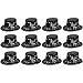 New Years Eve Party Hats - 12-Pack Plastic Top Hats Holiday Supplies, Happy New Year Black with Confetti Design, Festive Party Favors, One Size Fits Most Adults, 11.25 x 9.75 x 4.6 Inches