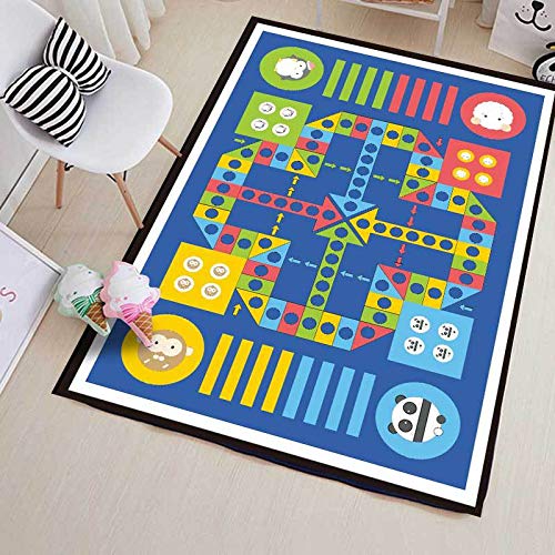 Tapis de jeu bleu doux 180x180 cm pour chambre fille et garçon