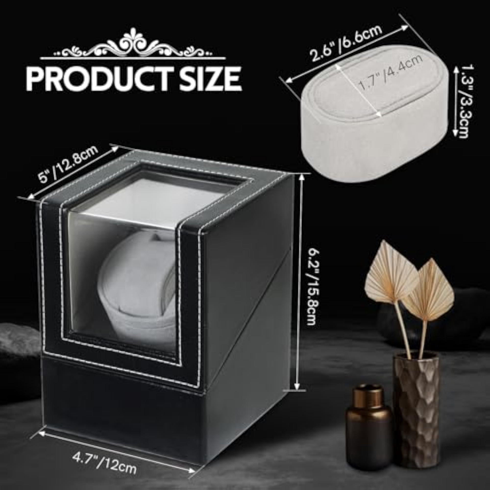 Automatic Watch Winder with Black Leather