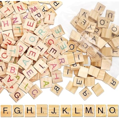 DALAETUS 300 Pcs Wooden Scrabble Letters Set Cover