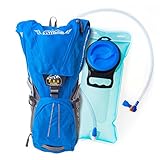 Hydration Backpack Pack With 2L Water Bladder For Men,Women,Kids,Perfect For Outdoor Daypack,Sport,Running,Hiking,Cycling,Skiing,Biking,Camping Lightweight bag Waist Straps,Waterproof BPA FREE,Blue