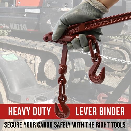 Image of BoxerTool 2 Pack Heavy Duty Chain Lever Load Binder with Forged Grab Hooks, inch - 5 /16 inch - Chain Binder Tie Down - 7,800 LBS Breaking Strength