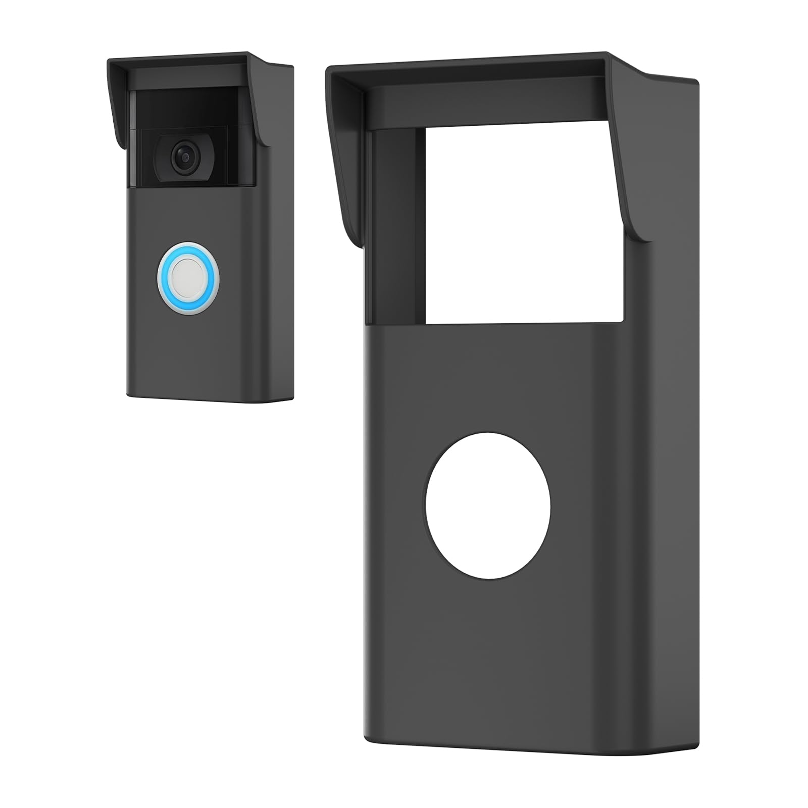 Silicone Cover Compatible with Ring Video Doorbell 2nd Gen (2020 Release) – Weather-Resistant Rain Cover & Sun Glare Visor, Silicone Skin to Reduce Lens Fog, Easy Slip-On Tool-Free Installation, Black