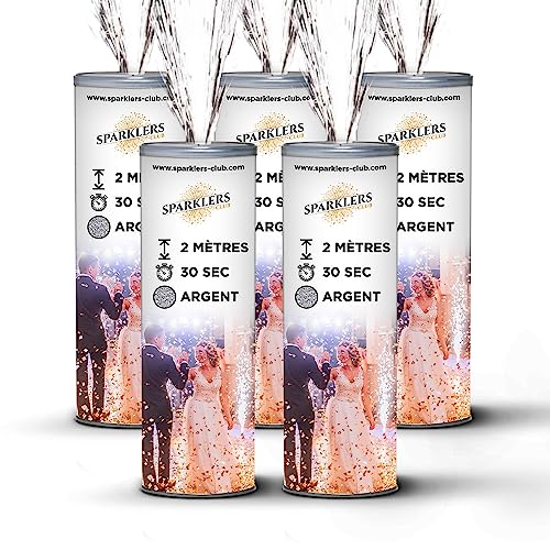 Lot de 5 Jets de Scène 2 Mètres / 30 Secondes couleur Or ou Argent - Jet de scène Artifice d'Intérieur à Étincelles Froides pour Mariage - SPARKLERS...