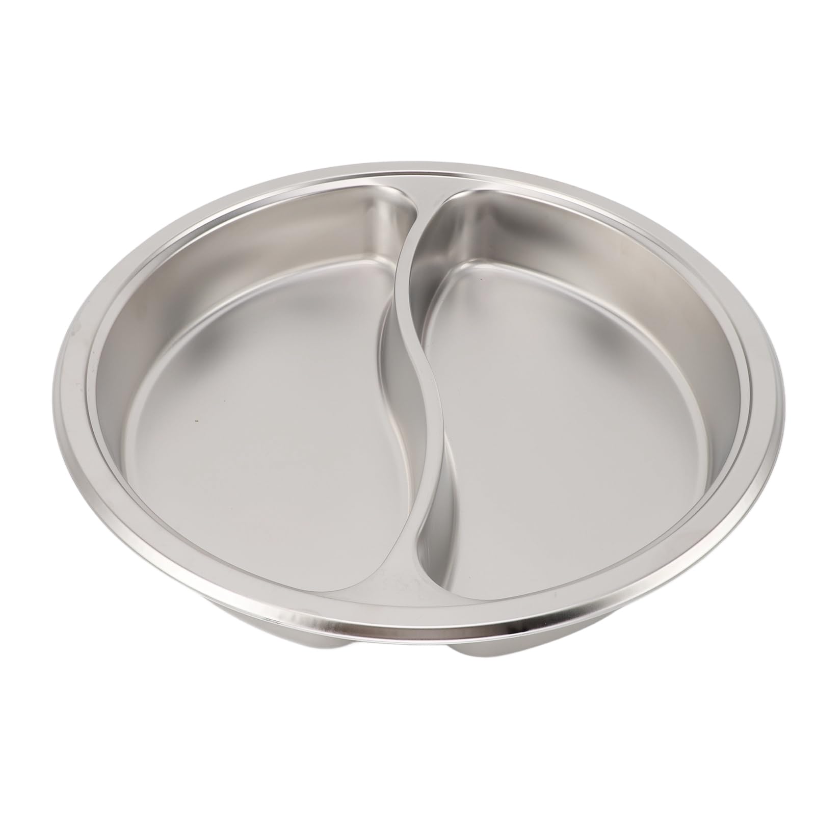 Chafing Dish - Juego de buffet de acero inoxidable, 6 L, buffet, hostelería, calentador de alimentos, calentador de alcohol, tapa de cristal visible, redonda (sartén con 2 compartimentos)