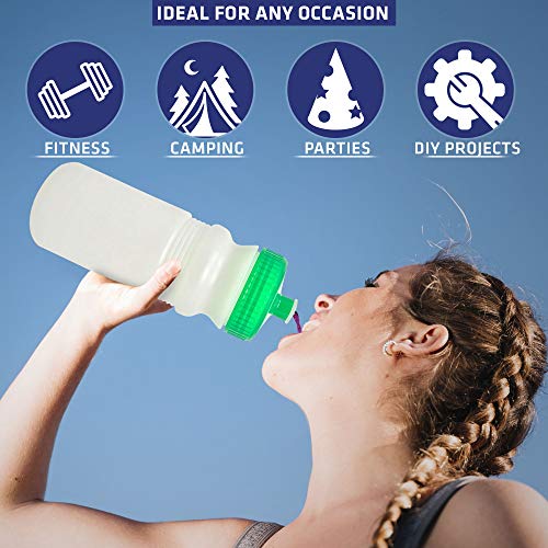 Csbd 20 Oz Sports Water Bottles, 6 Pack, Reusable No Bpa Plastic, Pull Top Leakproof Drink Spout, Blank Diy Customization For Business Branding, Fundraises, Or Fitness Frost Bottle Green Lids #TOP2