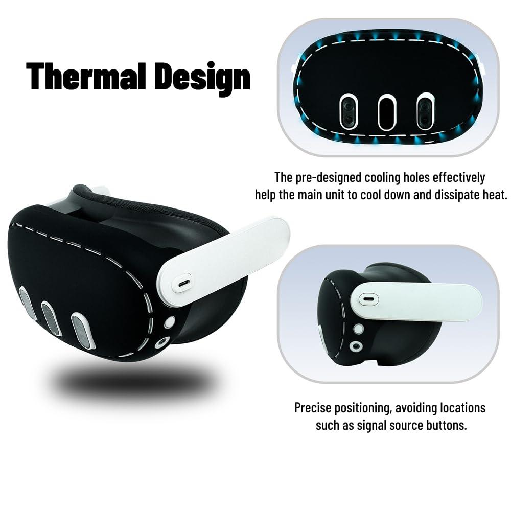 BeisDirect Accesorios de cubierta de silicona VR para Meta Quest 3, juego 10 en 1 de silicona VR, almohadilla de cubierta facial con tapa de lente, cubierta de agarre para controlador con apertura de — view 3