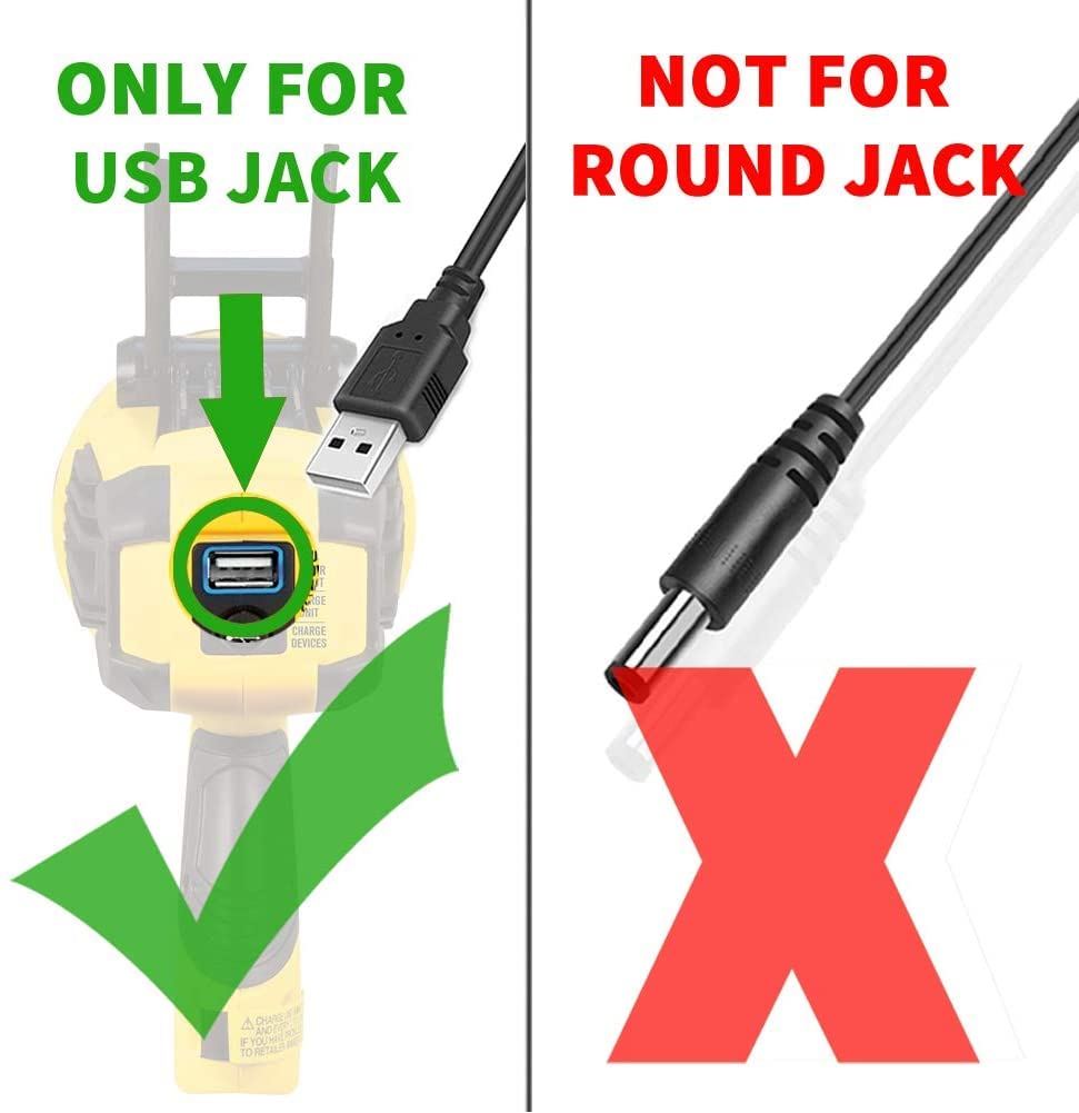 Replacement Charger Adapter USB to USB Charging Cable for Stanley Fatmax Spotlight, Stanley SL10LEDS, SL10LEDSL, TL450, TL600, SAT3S, SS4LS, Zero Trace TL1KPZ TL1KPS BB24PS Flashlight Power Cord (5Ft)
