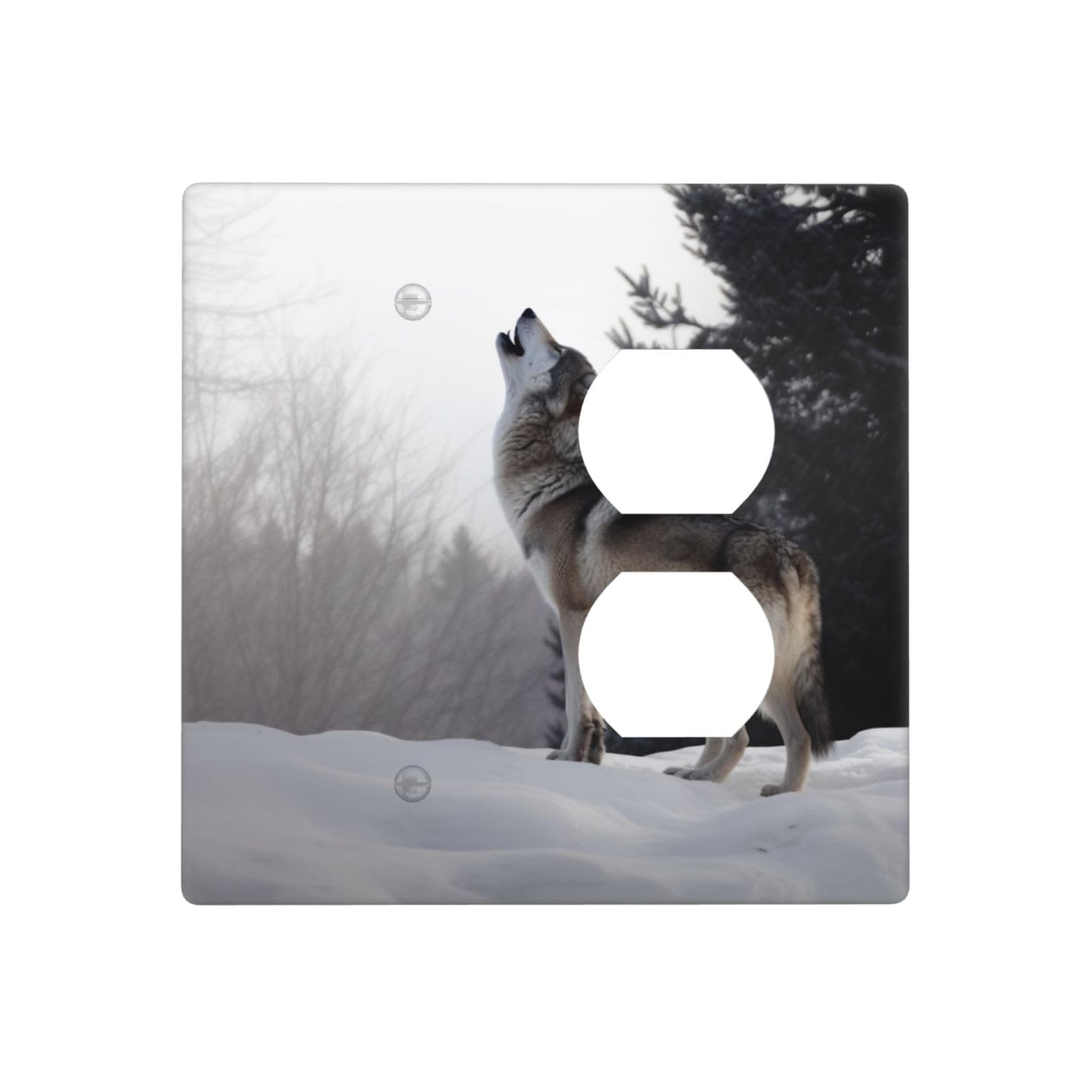 Decorator Wall Plate 2 Gang Light Switch Covers howling wolf Wallplate Double Toggle Switch Plate Standard Size Electrical Outlet Covers Decorative Wall Switch Plate Cover