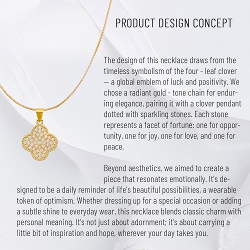 Diamond Four Leaf Clover Necklace for Women, 18K Gold Plated Adjustable Chain with Sparkling CZ Pendant, Elegant and Lucky Fashion Jewelry, Gifts for Women3
