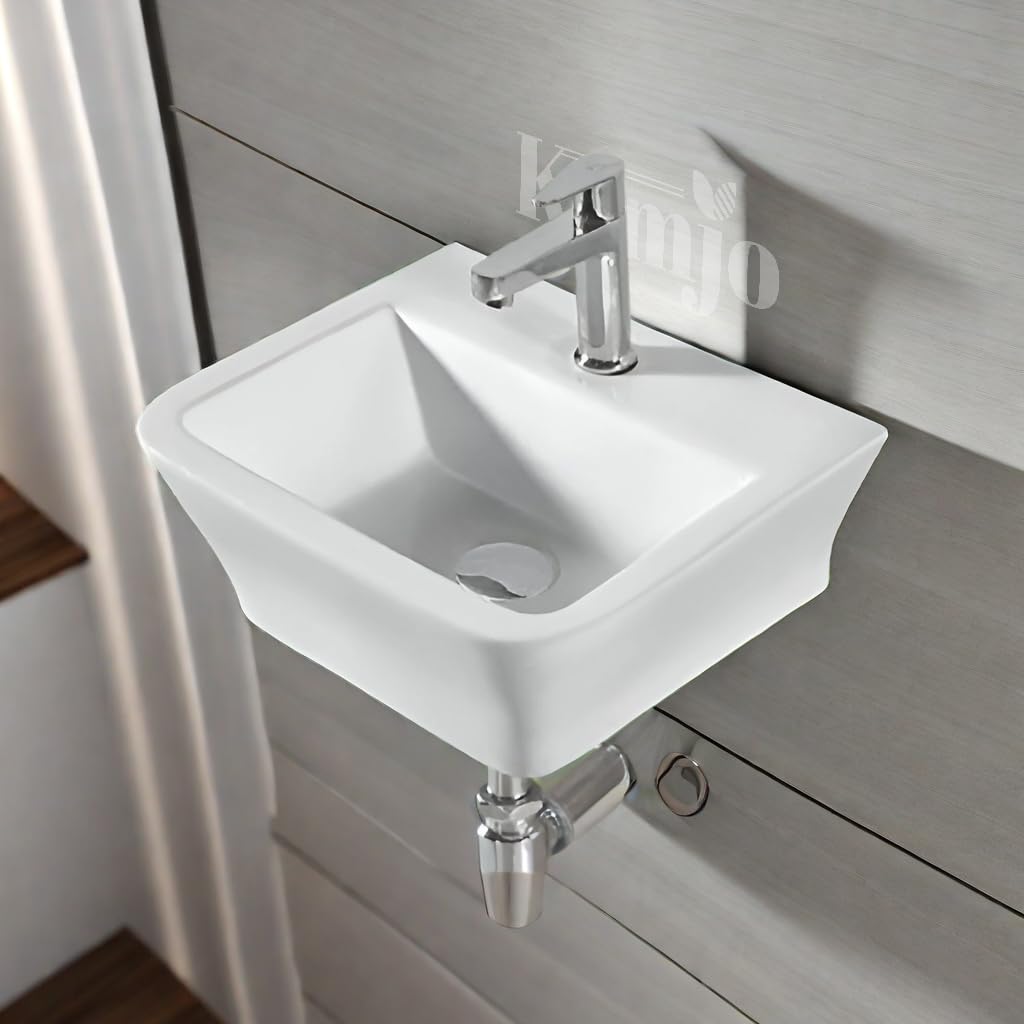 Kemjo Wall Mounted Wash Basin for Bathroom | Wall Hung Small Wash Basin/Sink (15.7 x 13.2 x 5.9 Inch, HARIHAR (5006)) (B09XMJ6K9X) Amazon Price History, Amazon Price Tracker