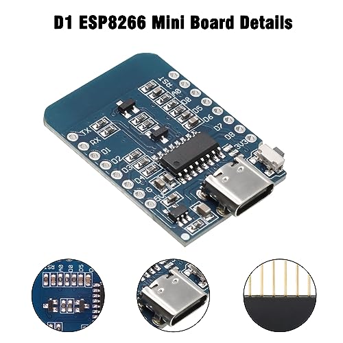 Mini ESP8266 D1 Board XTVTX 5 Pièces D1 ESP8266 Mini Node-MCU Lua avec ESP8266-12F Module WLAN CH-340G Compatible avec Arduino