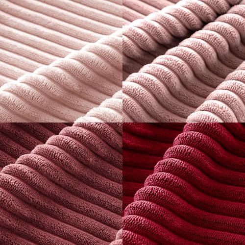 Image of MIULEE Boho Farmhouse Throw Pillow Covers 18x18 Inch Set of 4 Romantic Decorative Cushion Covers Spring Corduroy Home Decor for Feminine Valentines Couch Bed Sofa Living Room Aesthetic Pink