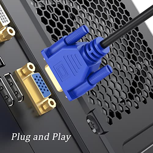 Image of VGA to VGA Cable 20FT, VGA Cord HD15 Computer Monitor Cable 20 Feet 1080P for PC Laptop TV Projector