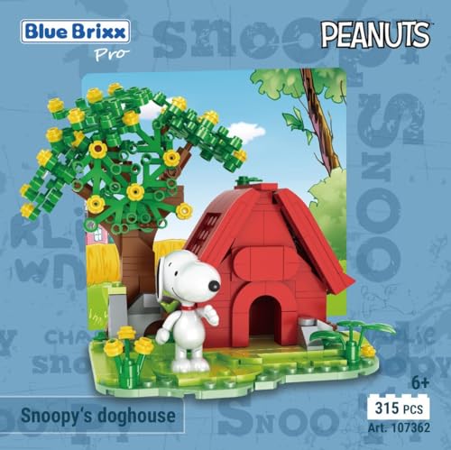 BlueBrixx Pro 107362 – Snoopys Hundehütte aus Klemmbausteinen mit 315 Bauelementen
