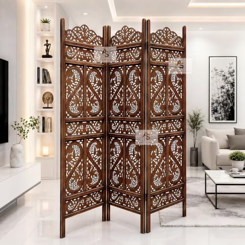 Image of Partition for Living Room,Divider,Partition Wall Room Divider Screen Separator, Wall Panel Divider for Hall | Bedroom |Office | Puja Room | Restaurant S Design (3 Panel Antique)