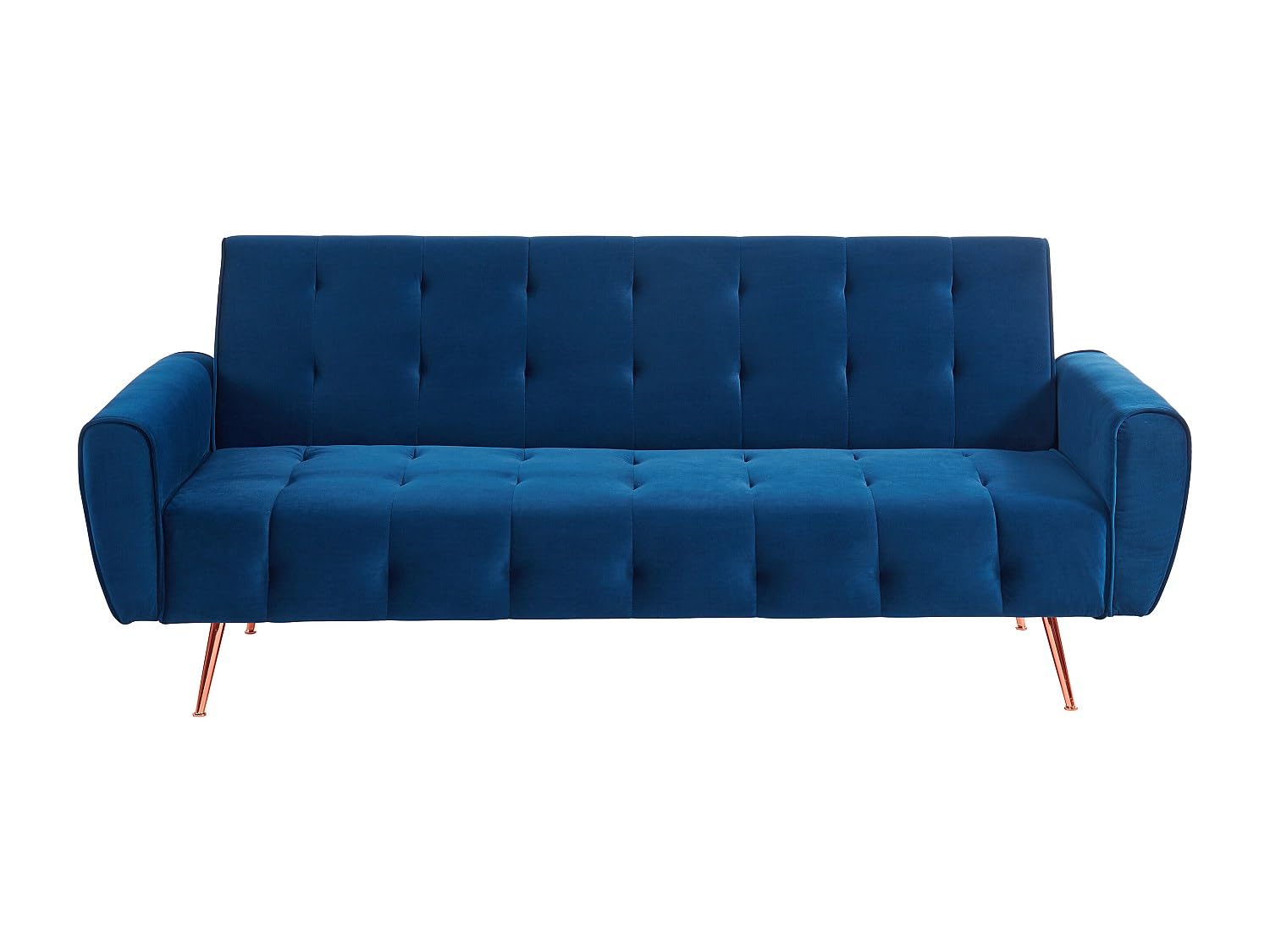 Vente-unique Canapé 3 Places Convertible clic-clac en Velours POLANI - Bleu Nuit