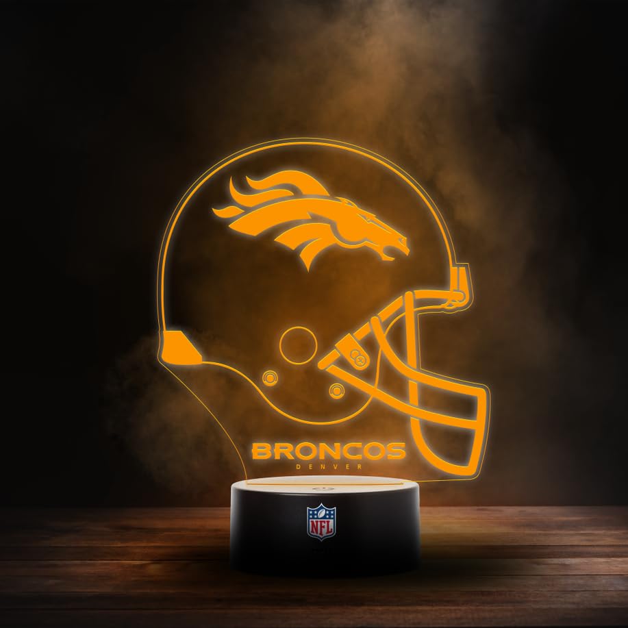 Denver Broncos NFL LED Lampe Licht Logo Helm, Wechselmodus mit 6 unterschiedlichen Farben