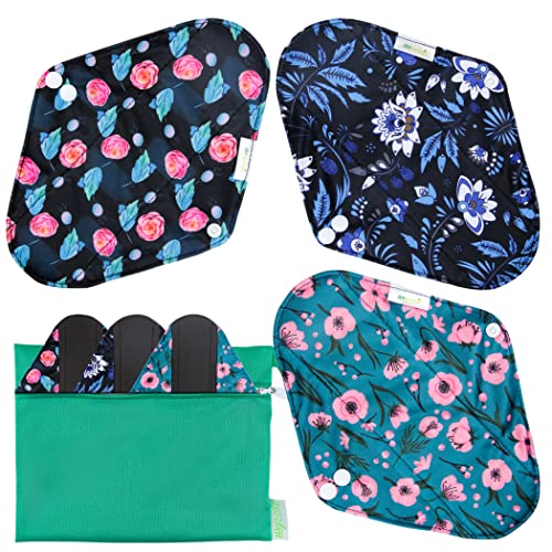 Image of wegreeco Reusable Menstrual Pads - Reusable Sanitary Pads | Reusable Panty Liners | Soft Cloth Menstrual Pads - 6 Pack with 1 Cloth Mini Wet Bag (L, Rose)
