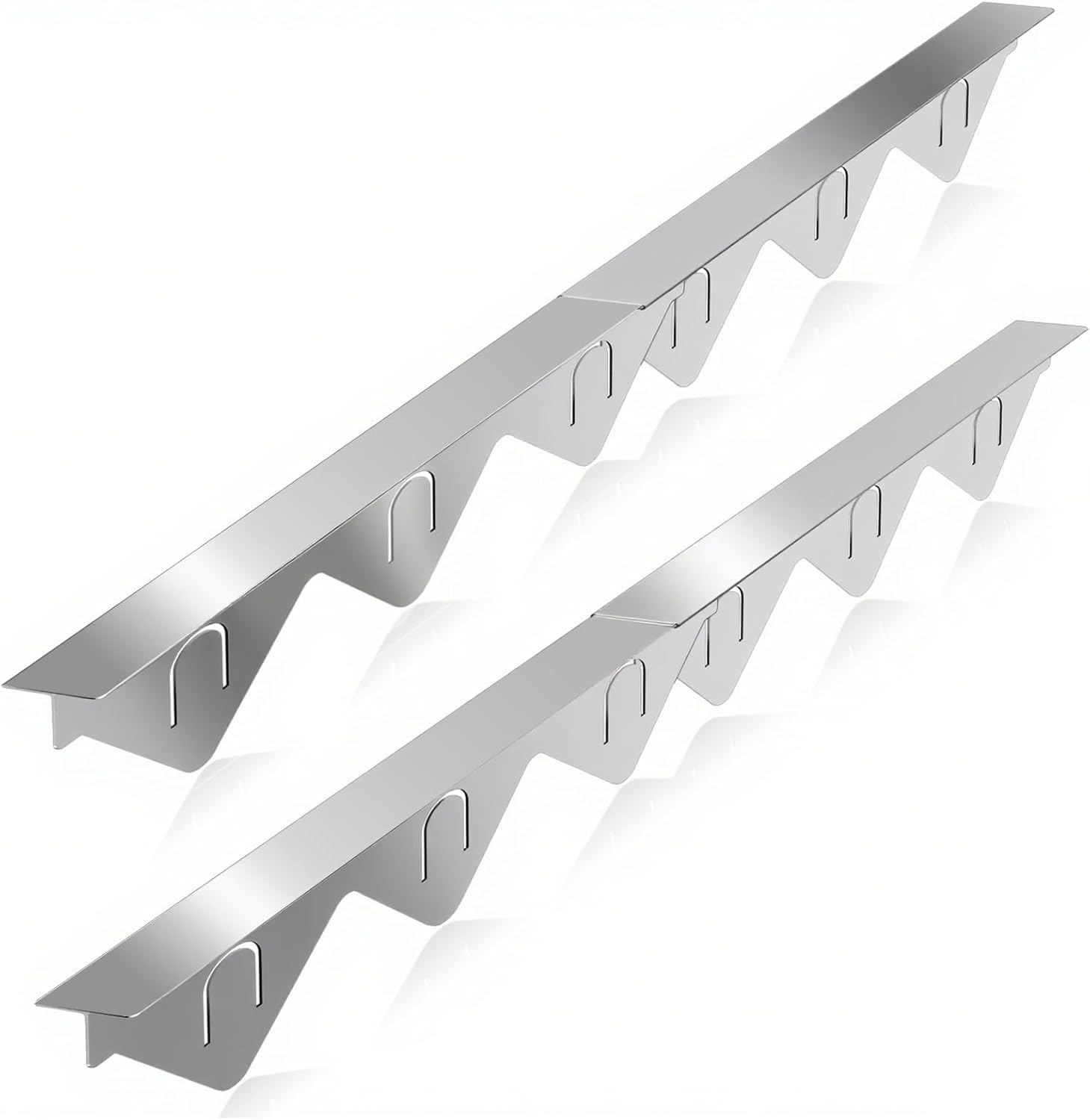 Stove Gap Covers Stainless Steel 2 Packs, 13.8"-27.5" Retractable Range Gap Cover, Heat-Resistant Stove Gap Filler, Cooktop Trim Kit, Stove Guard for Even Surface - Silver