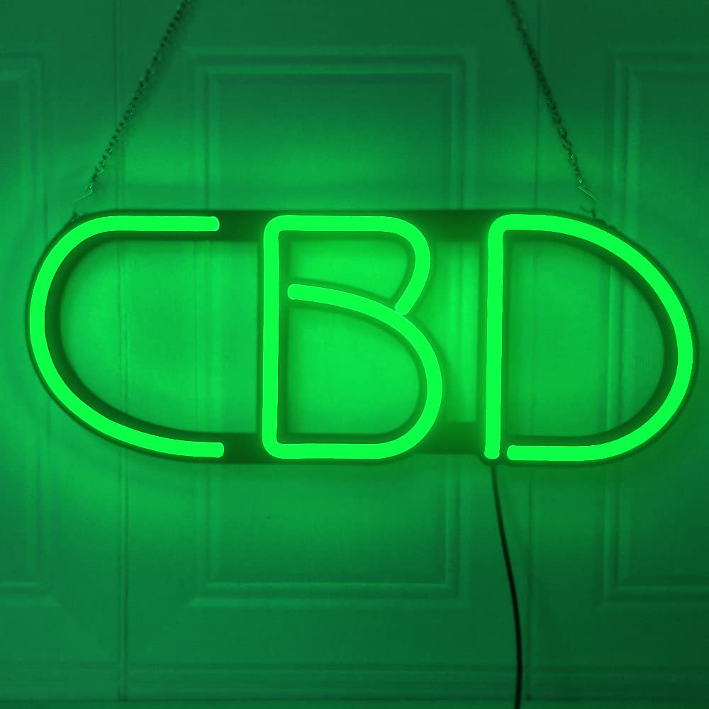 DS&DV - Panel de neón LED CBD regulable de 20" | Man Cave Pub Bistrot Café Humo CBD Store Business Pub Luces (50,8 cm CBD)