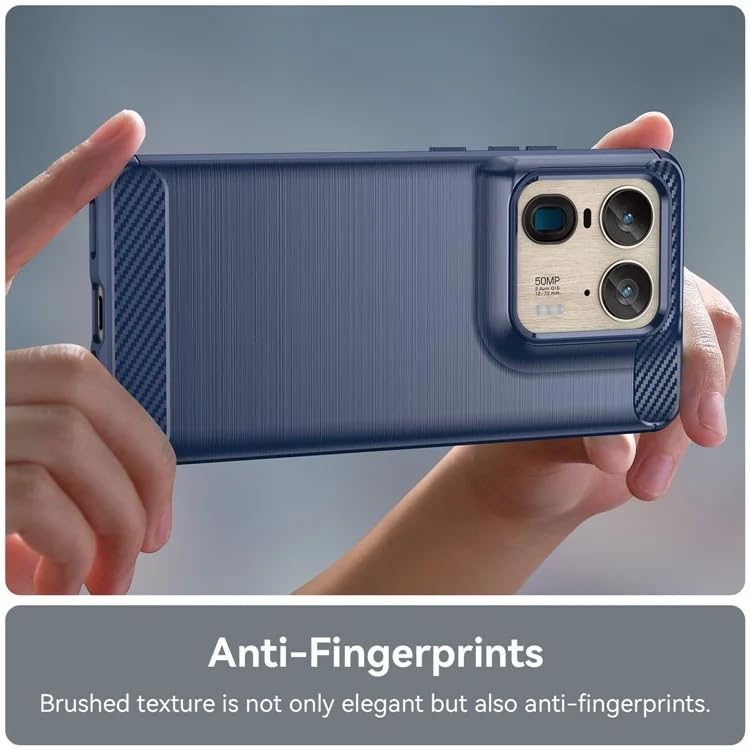 Image of NPRC Hybrid Ultra Slim Protective Case TPU Non-Slip Carbon Fiber Texture Shockproof Case Cover for Moto Edge 50 Ultra - Blue