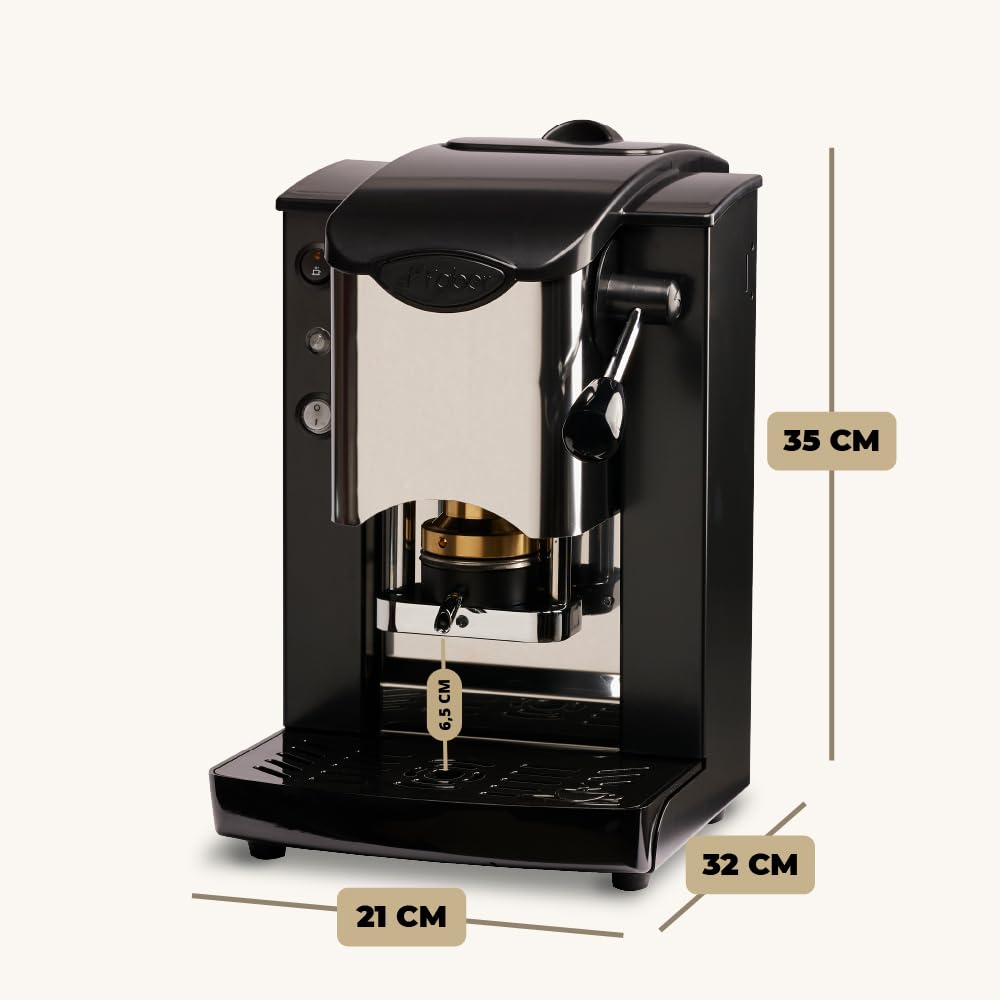 FABER COFFEE MACHINES | Modello Slot Inox | Macchina caffe a cialde ese 44mm | Pressacialda in ottone regolabile (NERO | NERO)