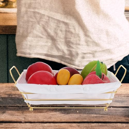 Cesta de almacenamiento dorada metálica: bandeja multifuncional para cocina 5
