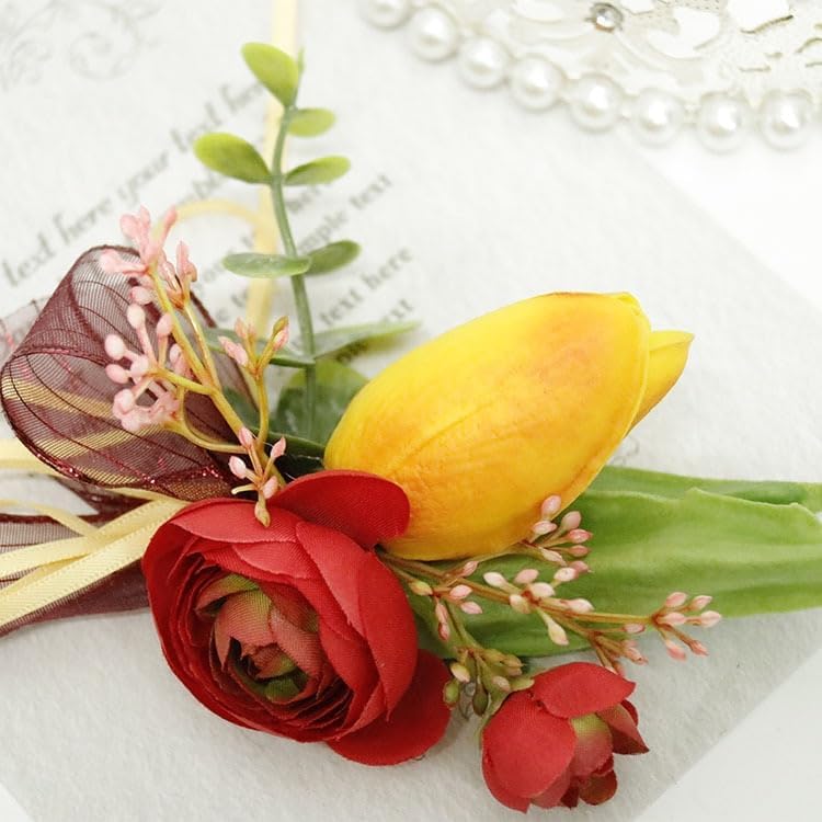 Flores artificiales naranjas de flores de muñeca de rosa, accesorios de novia para boda, ramillete de dama de honor (color 07 flor de muñeca)