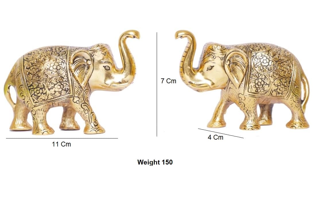 Gold Elephant Statues - Good Luck Decor -2